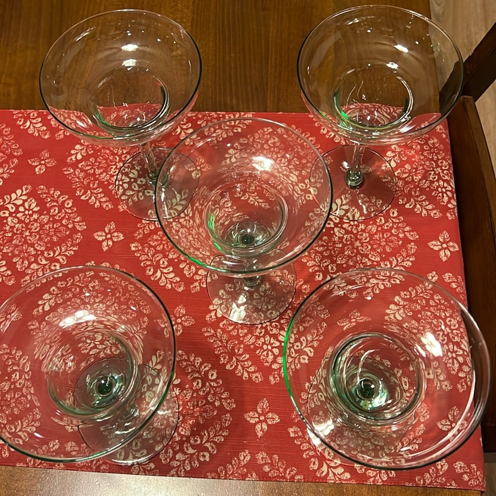 Set of five margarita glasses